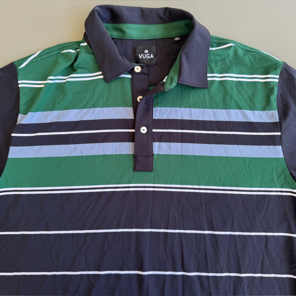 Men's Striped Green and Black Golf Shirt